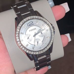 Silver fossil watch